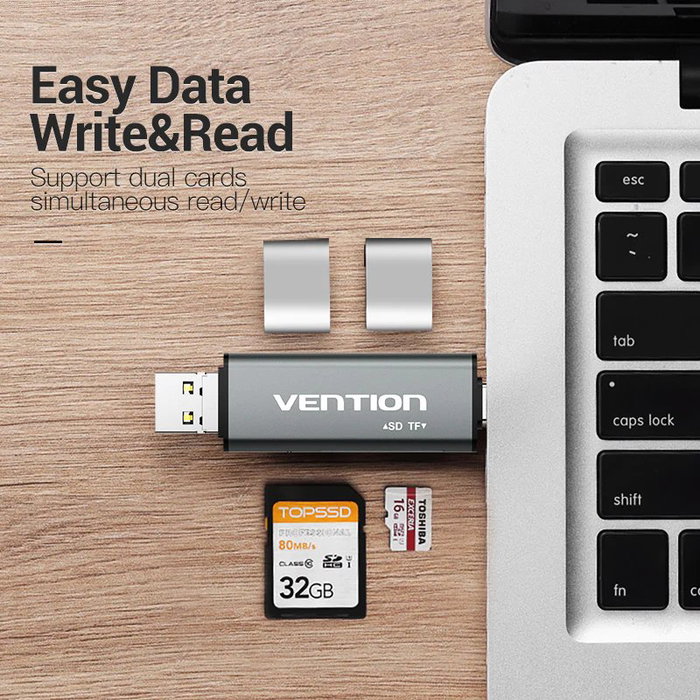 Vention Lector de Tarjetas Externo CCJH0 USB 2.0 Gris